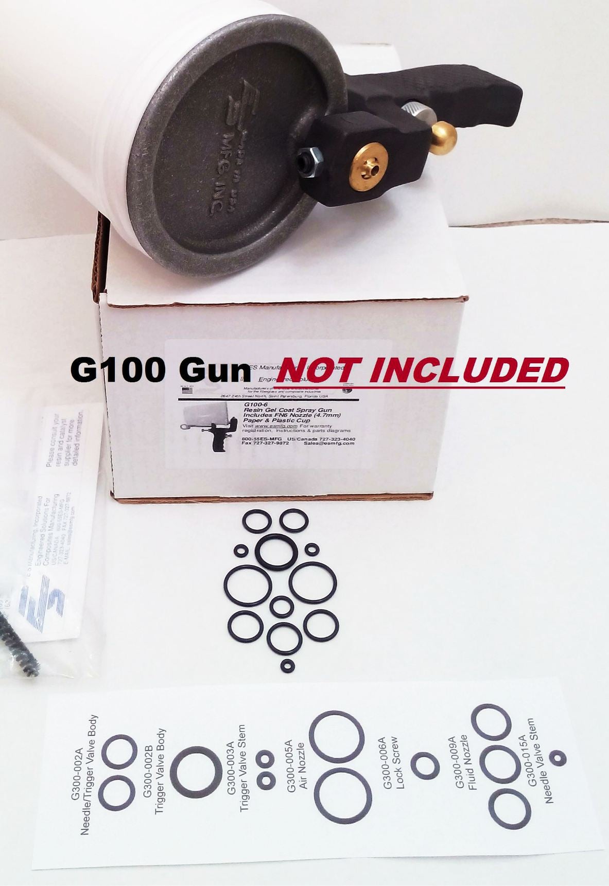 ES Manufacturing G100-6 Gelcoat Cup / Dump Gun O-ring Rebuild Kit